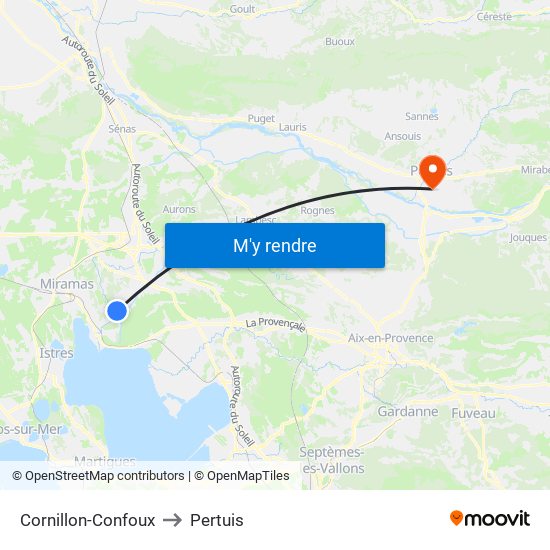 Cornillon-Confoux to Pertuis map