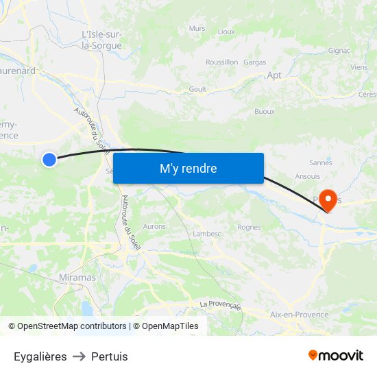 Eygalières to Pertuis map