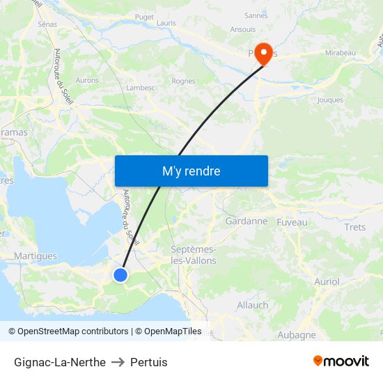 Gignac-La-Nerthe to Pertuis map