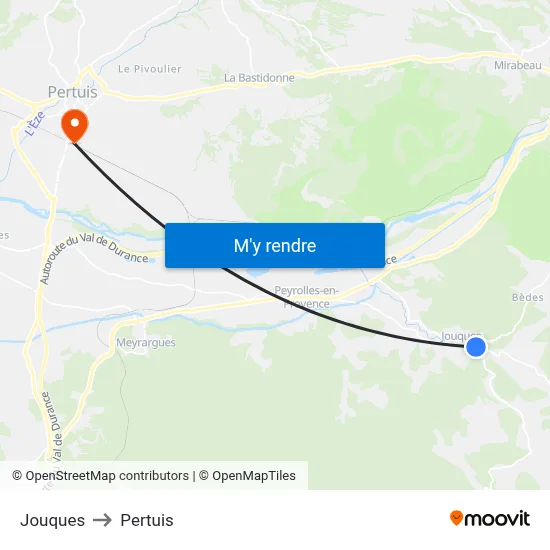 Jouques to Pertuis map
