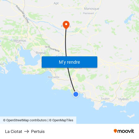 La Ciotat to Pertuis map
