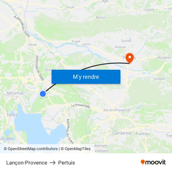 Lançon-Provence to Pertuis map