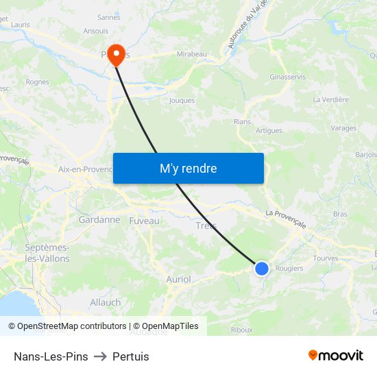 Nans-Les-Pins to Pertuis map