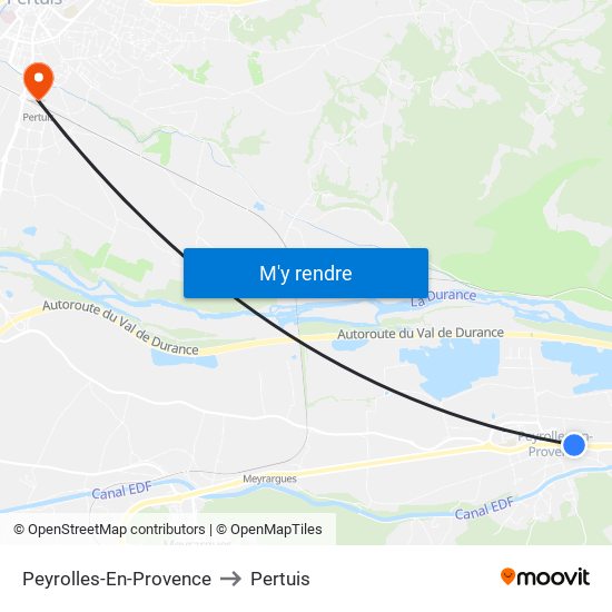 Peyrolles-En-Provence to Pertuis map