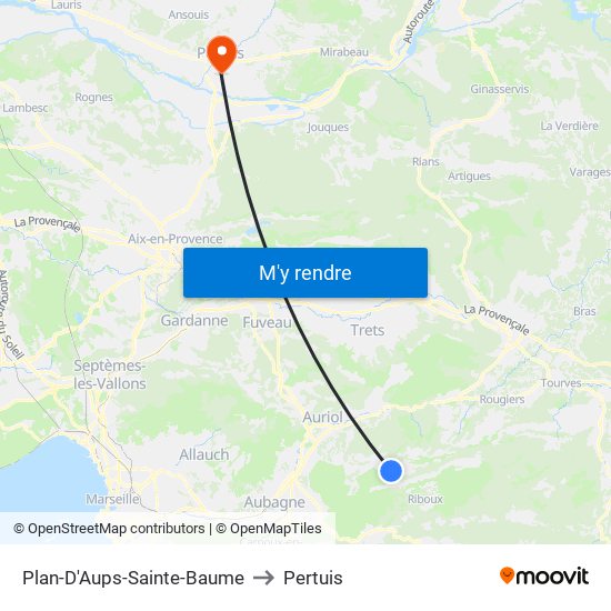 Plan-D'Aups-Sainte-Baume to Pertuis map