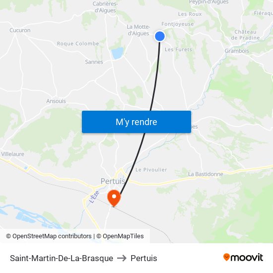 Saint-Martin-De-La-Brasque to Pertuis map