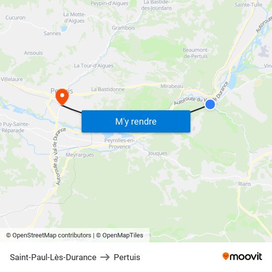 Saint-Paul-Lès-Durance to Pertuis map