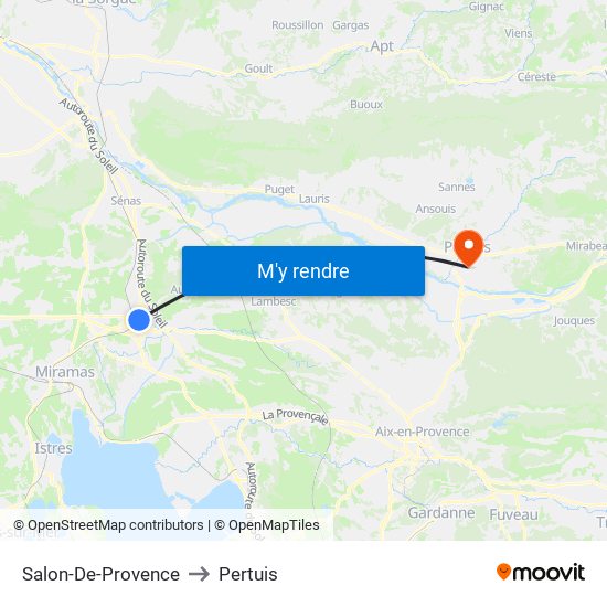 Salon-De-Provence to Pertuis map