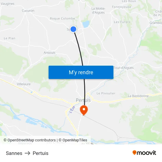 Sannes to Pertuis map