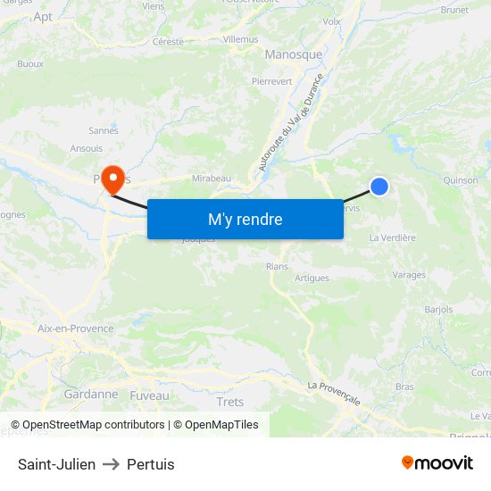 Saint-Julien to Pertuis map