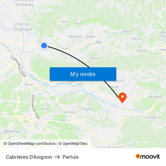 Cabrières-D'Avignon to Pertuis map