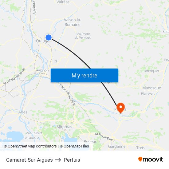 Camaret-Sur-Aigues to Pertuis map
