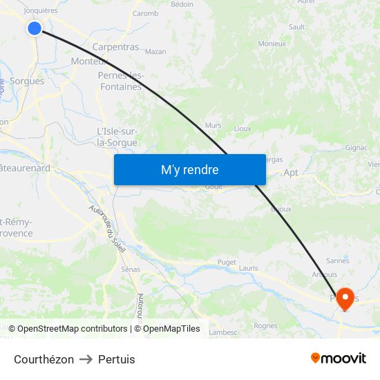 Courthézon to Pertuis map