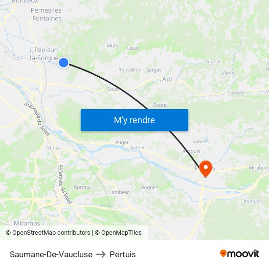 Saumane-De-Vaucluse to Pertuis map