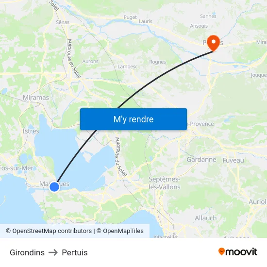 Girondins to Pertuis map