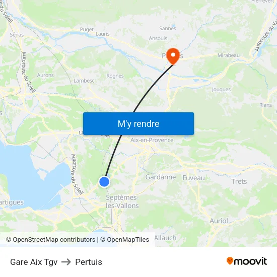 Gare Aix Tgv to Pertuis map