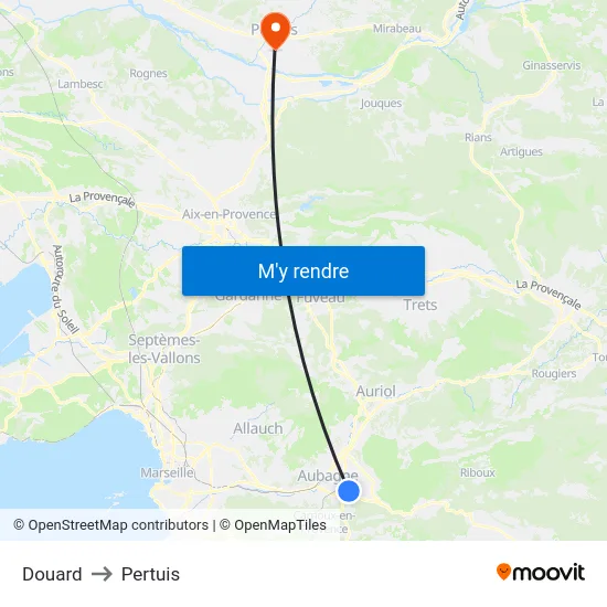 Douard to Pertuis map