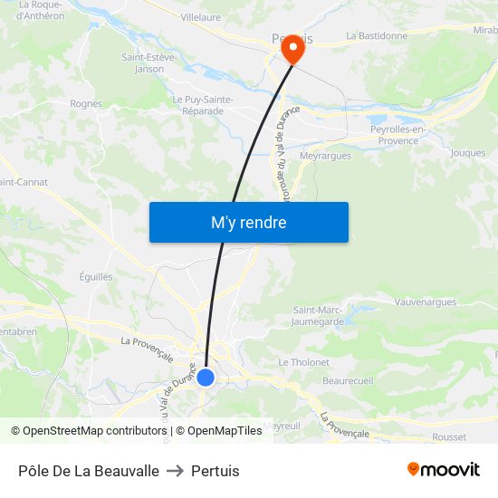 Pôle De La Beauvalle to Pertuis map