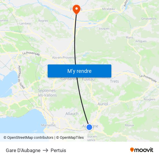 Gare D'Aubagne to Pertuis map