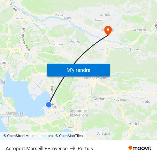 Aéroport Marseille-Provence to Pertuis map