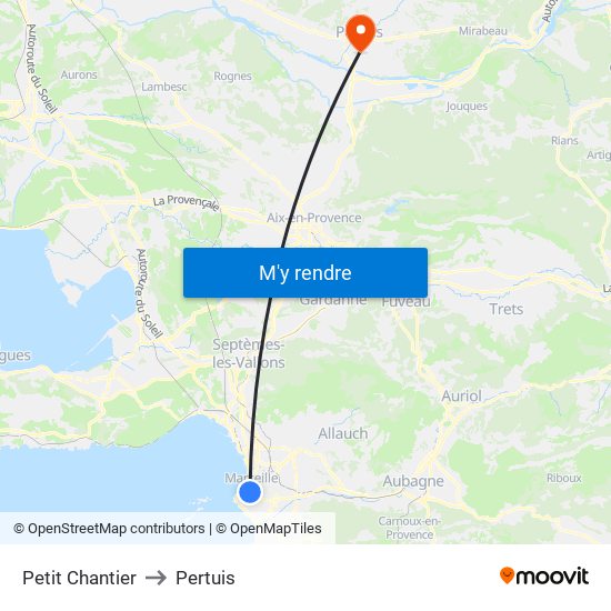 Petit Chantier to Pertuis map