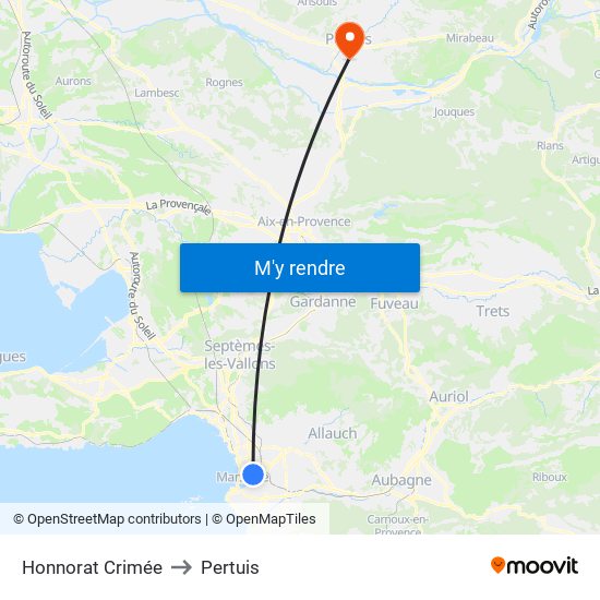 Honnorat Crimée to Pertuis map