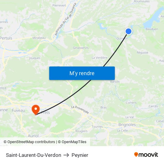 Saint-Laurent-Du-Verdon to Peynier map