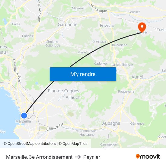 Marseille, 3e Arrondissement to Peynier map