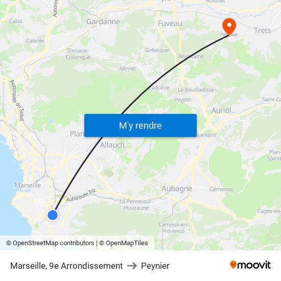 Marseille, 9e Arrondissement to Peynier map
