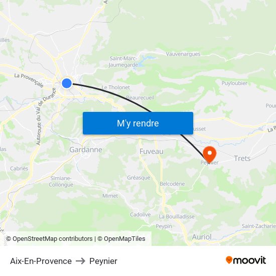 Aix-En-Provence to Peynier map
