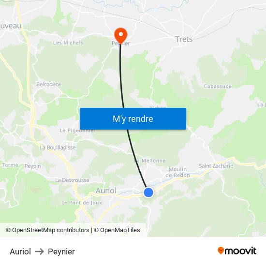 Auriol to Peynier map