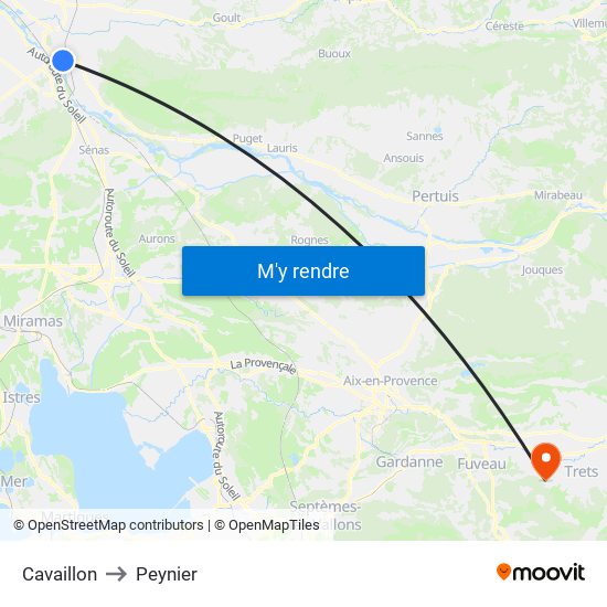 Cavaillon to Peynier map