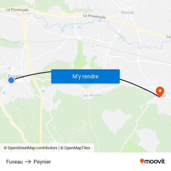 Fuveau to Peynier map