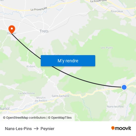 Nans-Les-Pins to Peynier map
