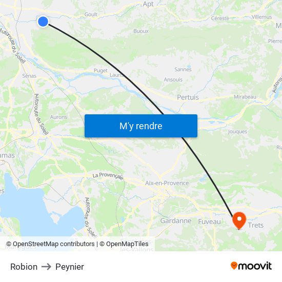 Robion to Peynier map