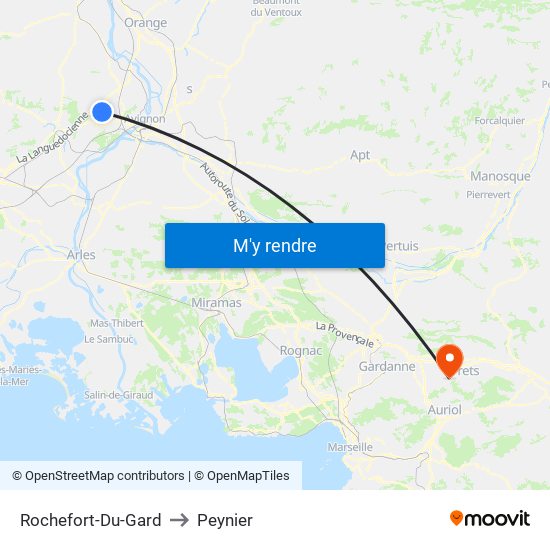 Rochefort-Du-Gard to Peynier map