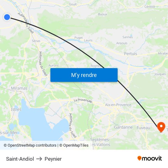 Saint-Andiol to Peynier map