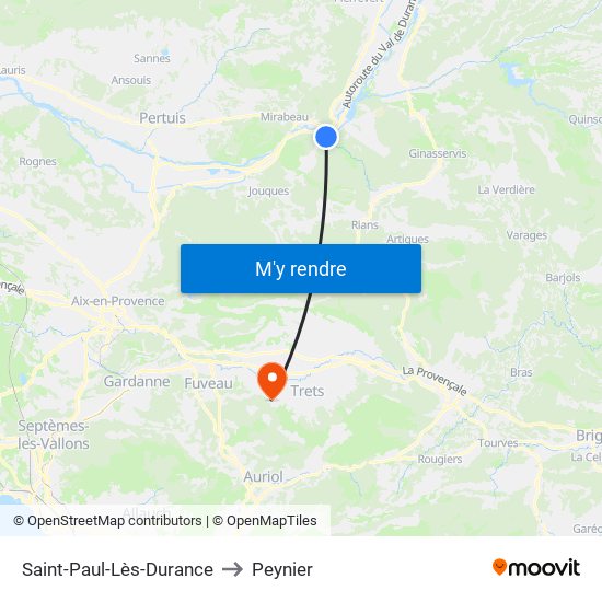 Saint-Paul-Lès-Durance to Peynier map