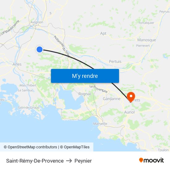 Saint-Rémy-De-Provence to Peynier map