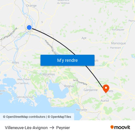 Villeneuve-Lès-Avignon to Peynier map