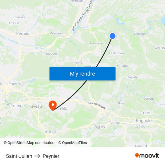 Saint-Julien to Peynier map