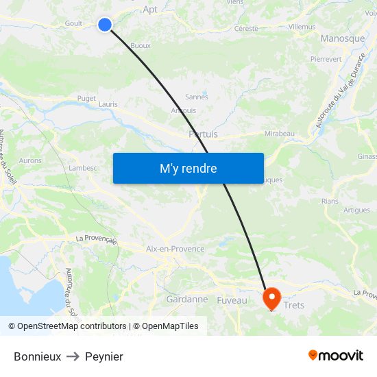 Bonnieux to Peynier map