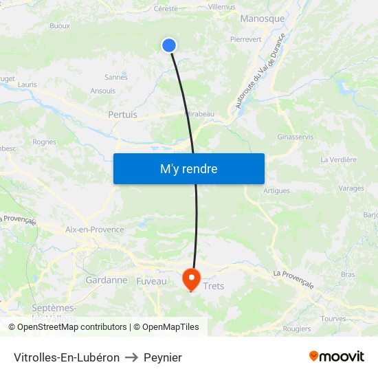 Vitrolles-En-Lubéron to Peynier map