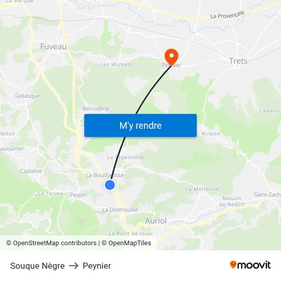 Souque Nègre to Peynier map