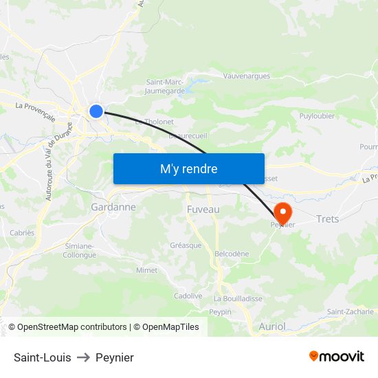 Saint-Louis to Peynier map