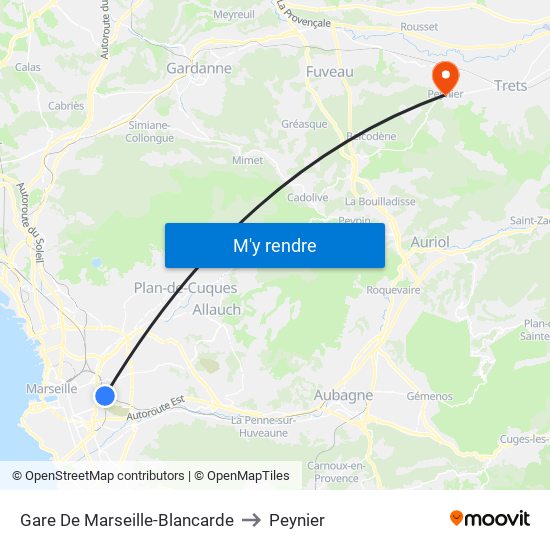 Gare De Marseille-Blancarde to Peynier map