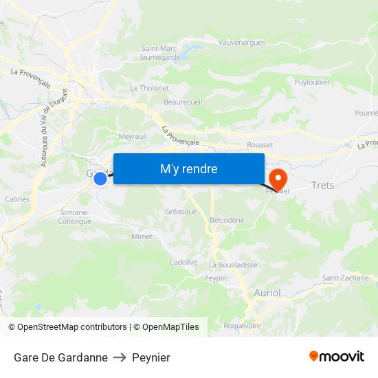 Gare De Gardanne to Peynier map