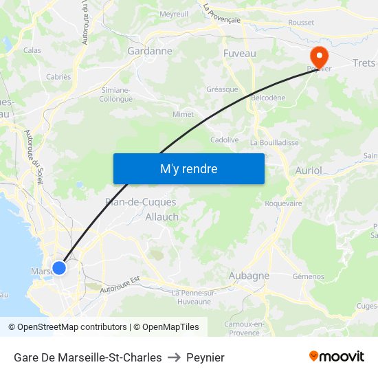 Gare De Marseille-St-Charles to Peynier map