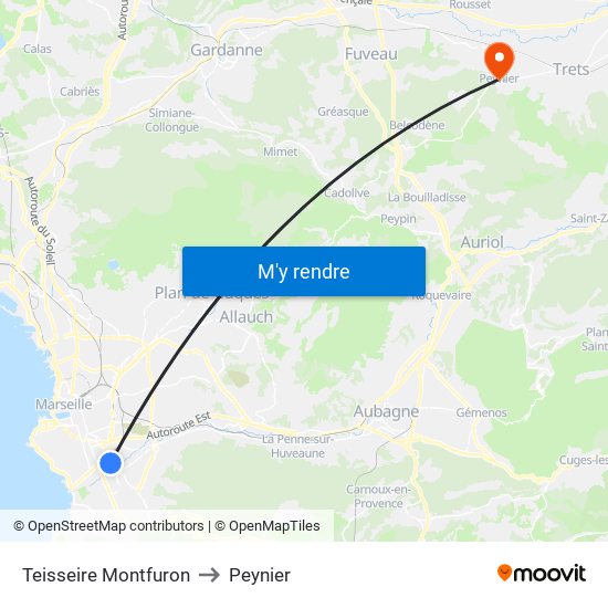 Teisseire Montfuron to Peynier map