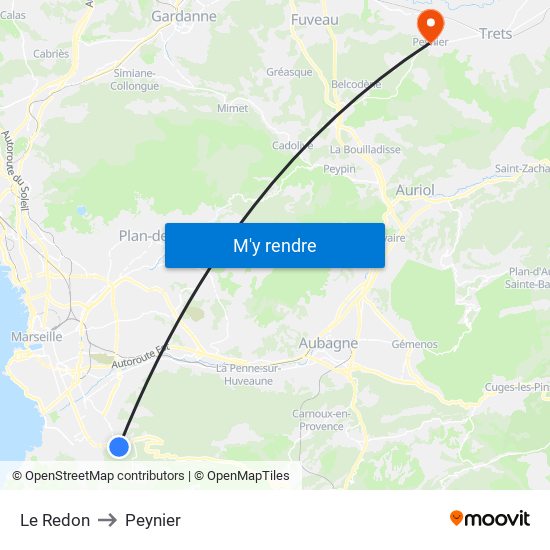 Le Redon to Peynier map